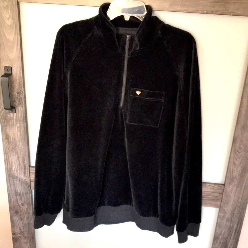 Supreme Black Velour 3/4 Zip Pullover Size XL